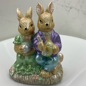 Easter Bunnies ceramic figurine